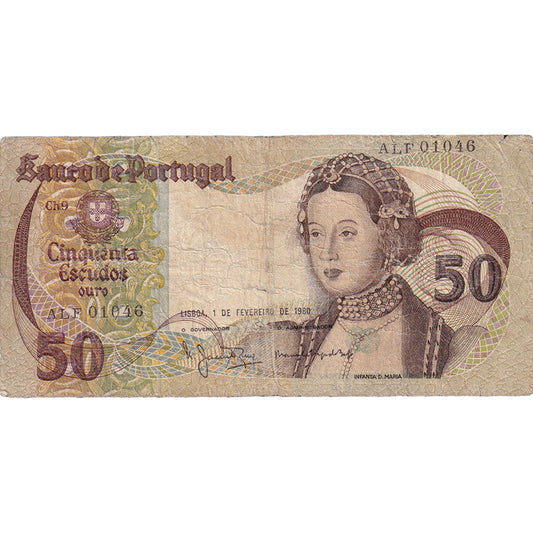 Banknot, 
  
  Portugalia, 
  
  50 escudo