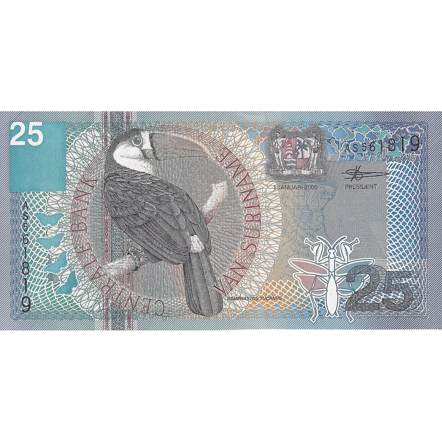 Surinam, 
  
  25 Guldena, 
  
  2000