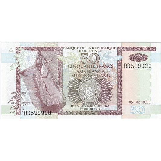 Burundi, 
  
  50 franków, 
  
  1993-1997