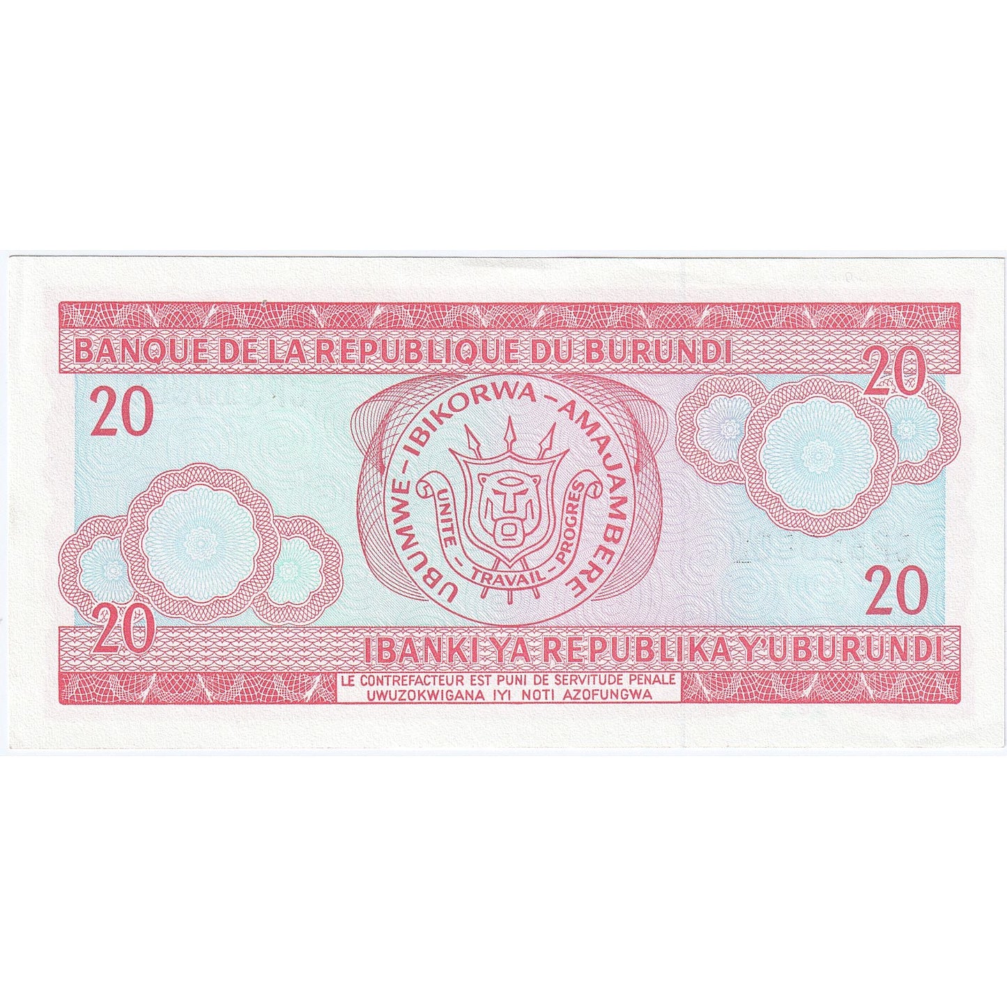 Burundi, 
  
  20 franków, 
  
  1995