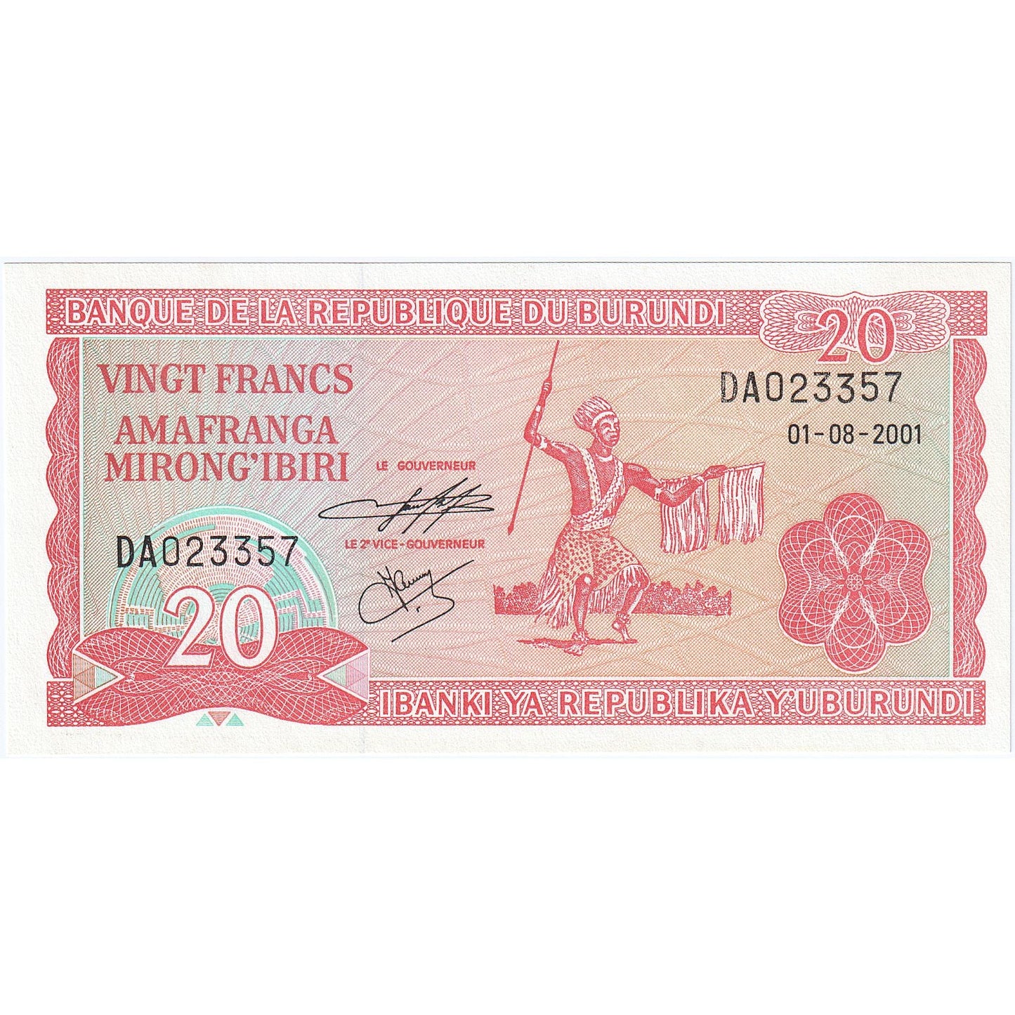 Burundi, 
  
  20 franków, 
  
  2001