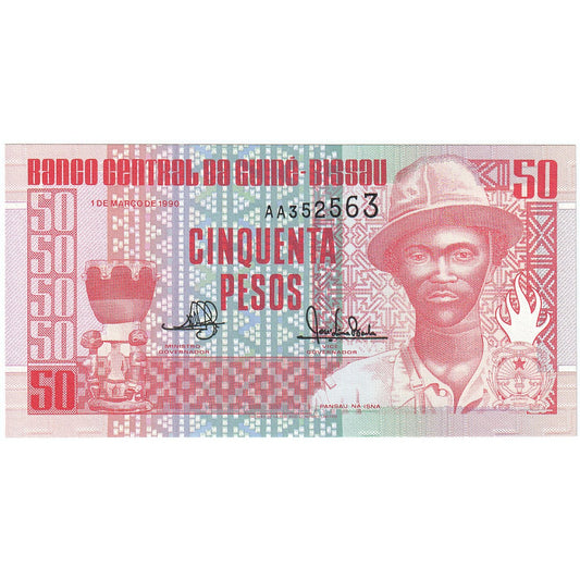 Gwinea Bissau, 
  
  50 peso, 
  
  1990-03-01