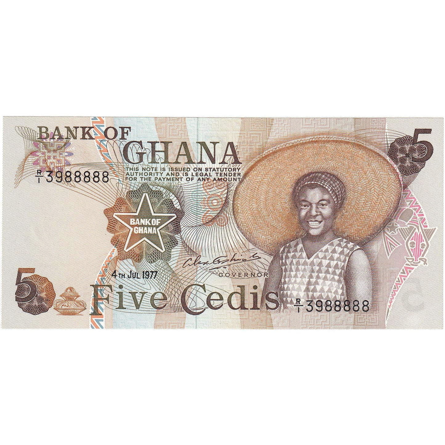 Ghana, 
  
  5 Cedis, 
  
  1977