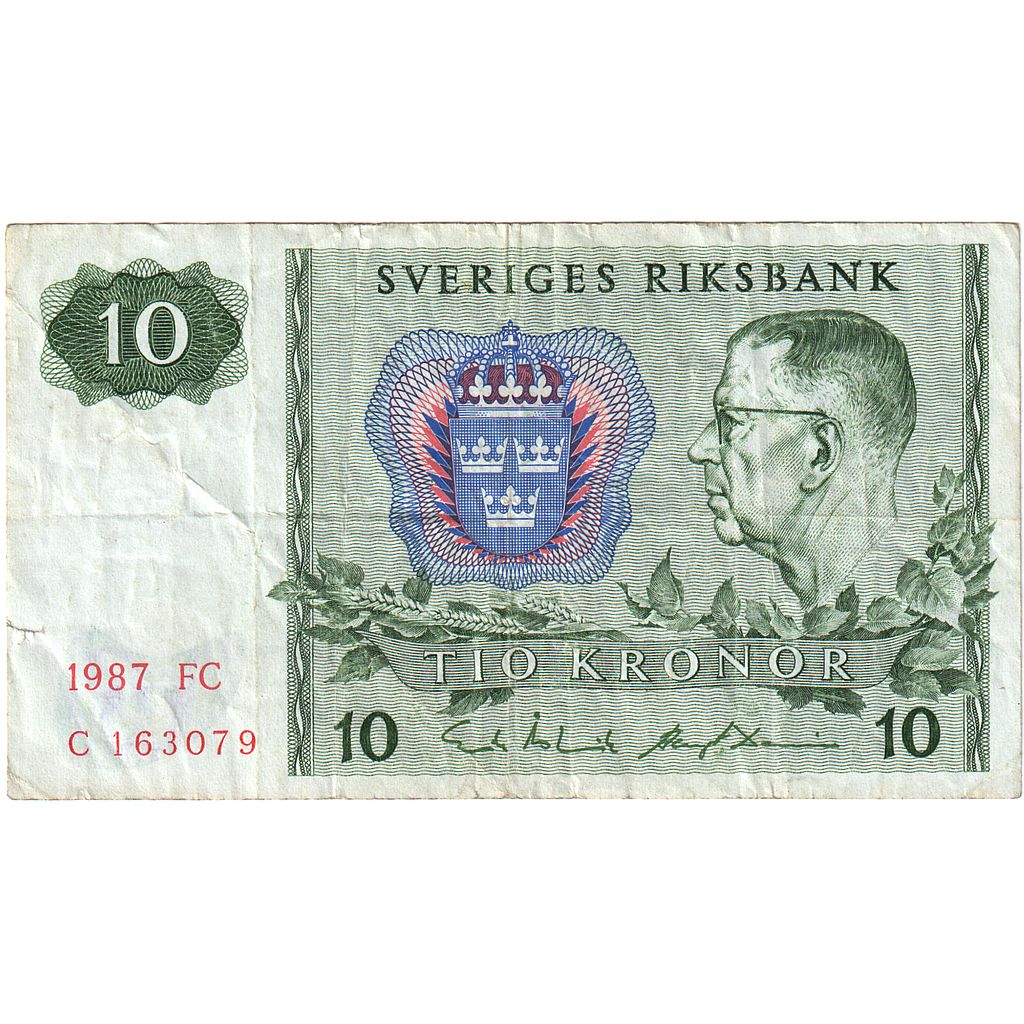 Szwecja, 
  
  10 koron, 
  
  1987