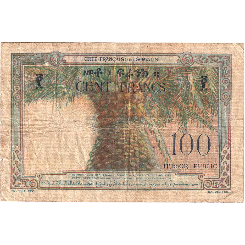 Somaliland Francuski, 
  
  100 franków, 
  
  1952