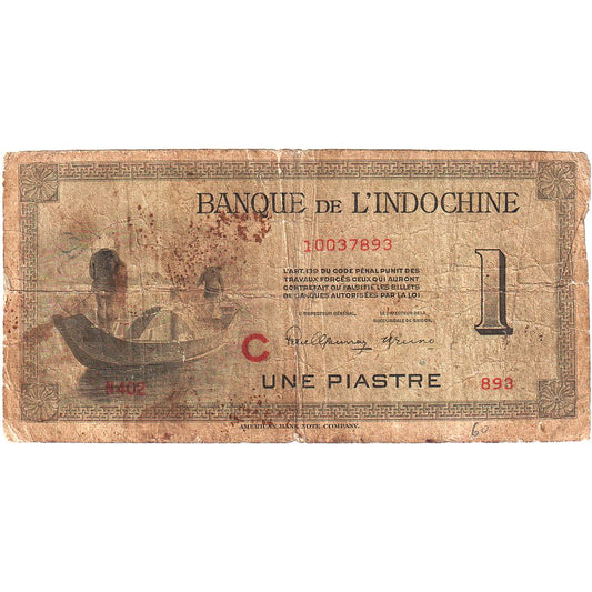 INDOCHINA FRANCUSKA, 
  
  1 Piastr, 
  
  1945