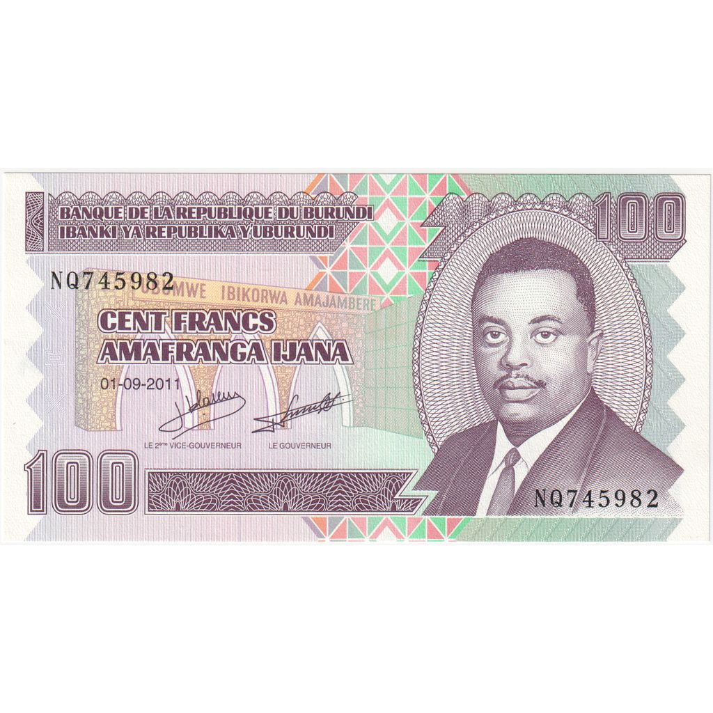 Burundi, 
  
  100 franków, 
  
  UNC(65-70)