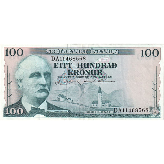 Islandia, 
  
  100 koron, 
  
  29.03.1961