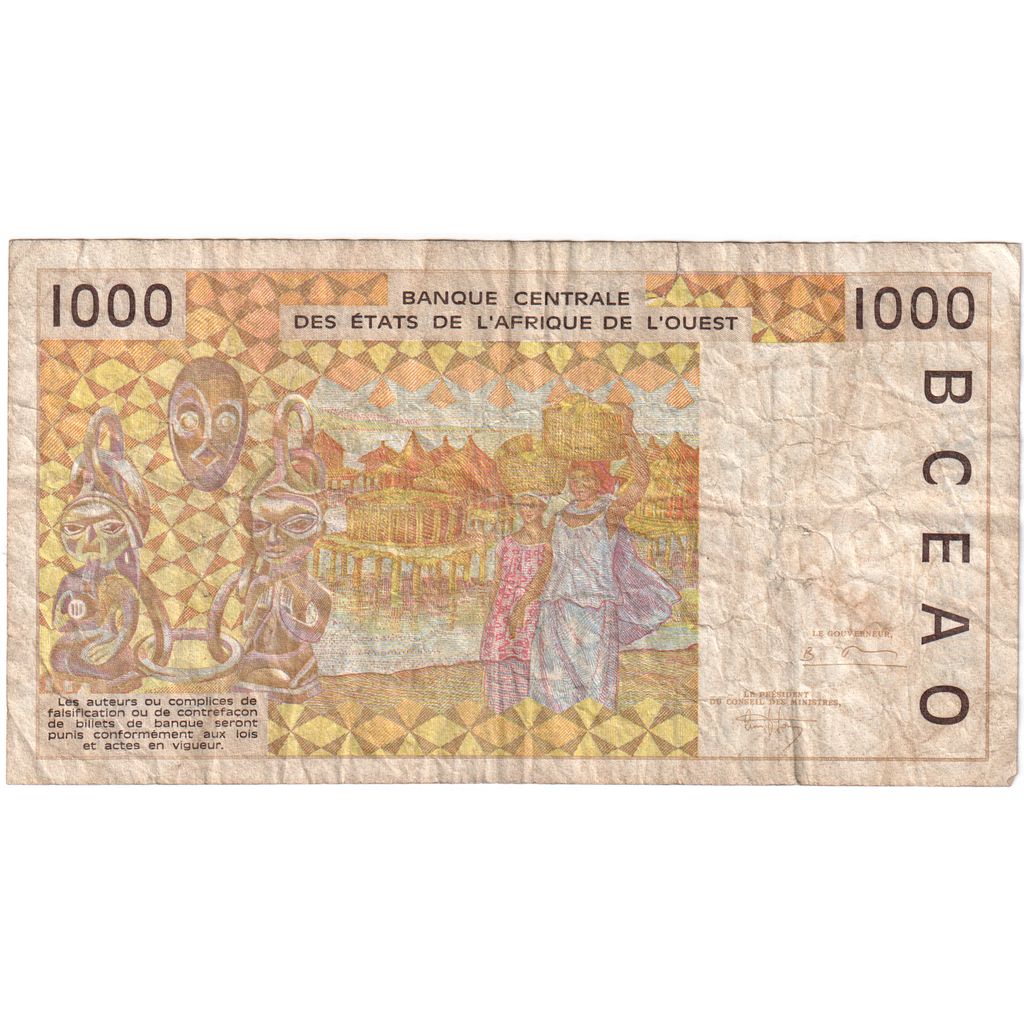 Państwa Afryki Zachodniej, 
  
  1000 franków, 
  
  VF(20-25)