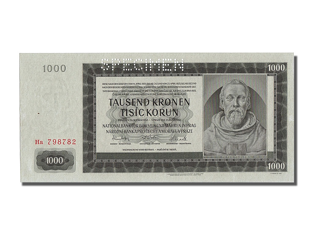 Banknot, 
  
  Czechosłowacja, 
  
  1000 koron