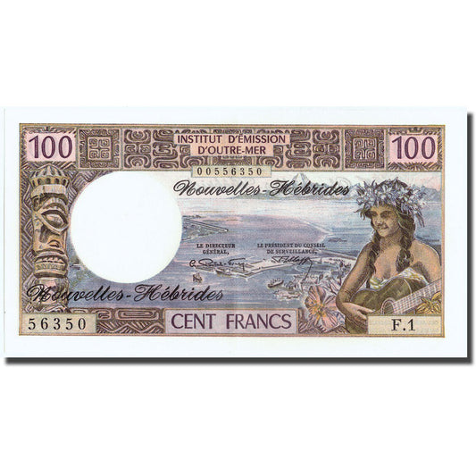 Banknot, 
  
  Nowe Hebrydy, 
  
  100 franków