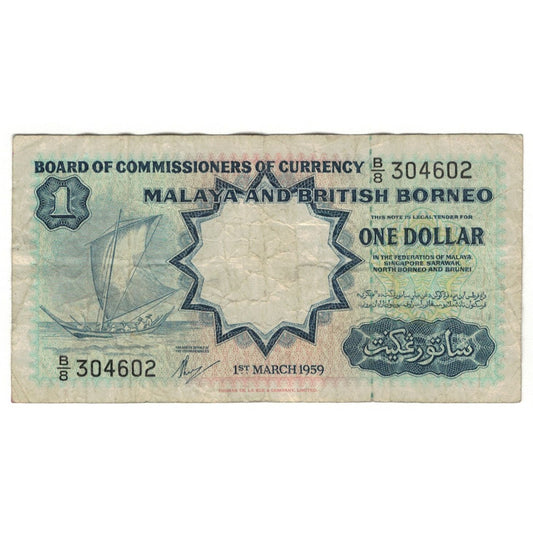 Banknot, 
  
  Malaje i Brytyjskie Borneo, 
  
  1 dolar