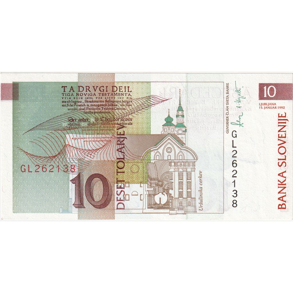 Słowenia, 
  
  10 Tolarjew, 
  
  1992