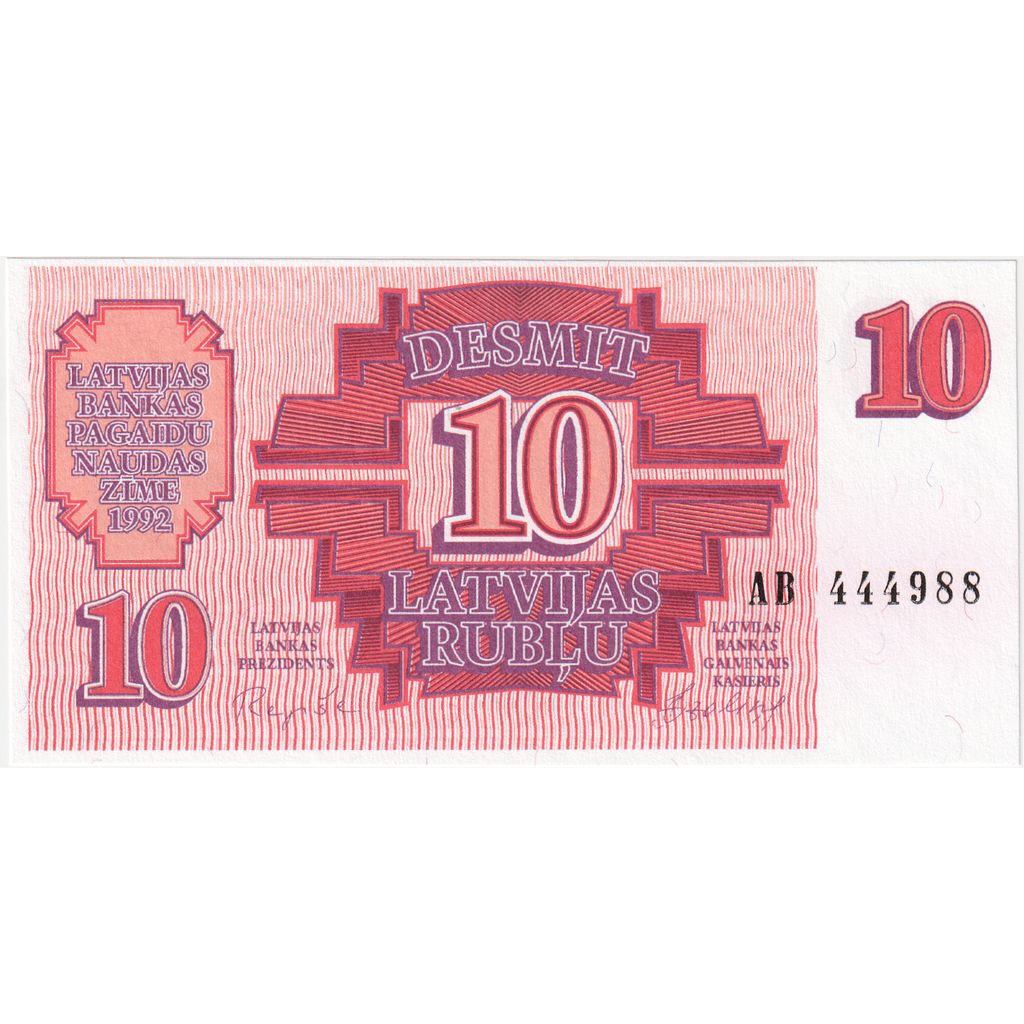 Łotwa, 
  
  10 Rublu, 
  
  1992