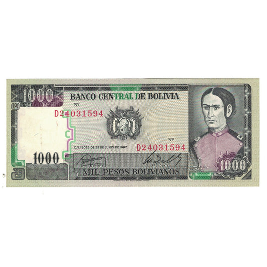 Banknot, 
  
  Boliwia, 
  
  Boliviano 1000 peso