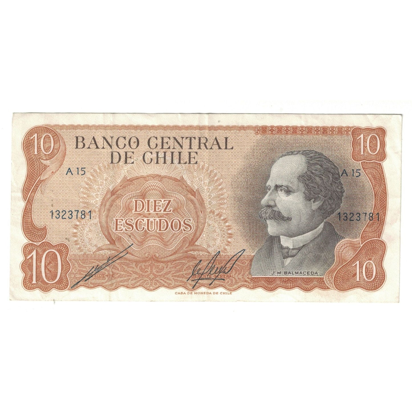 Banknot, 
  
  Chile, 
  
  10 escudo