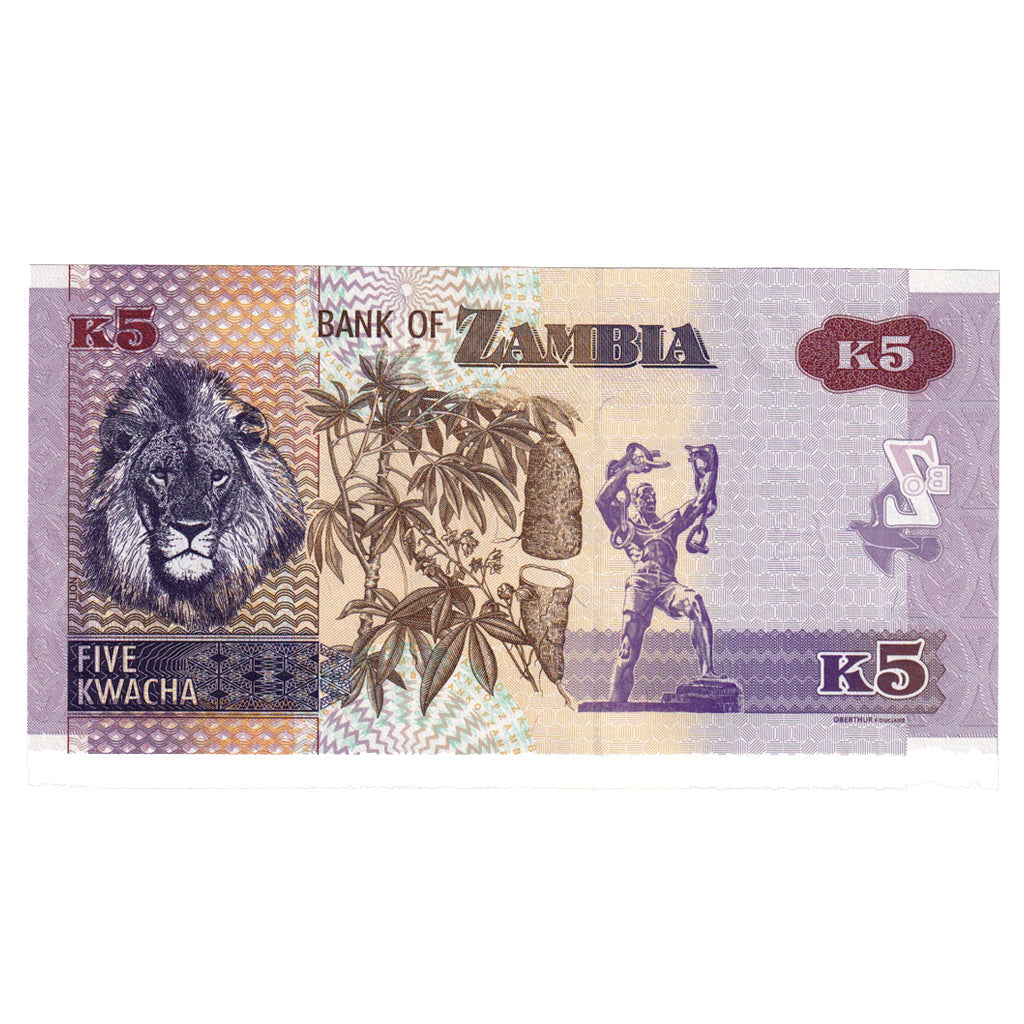 Banknot, 
  
  Zambia, 
  
  5 Kwacha