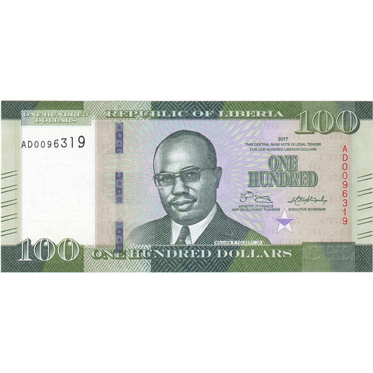 Liberia, 
  
  100 dolarów, 
  
  2017