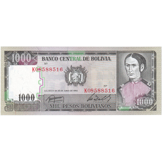 Boliwia, 
  
  1000 peso boliviano, 
  
  1982