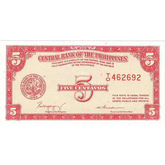 Filipiny, 
  
  5 centavos, 
  
  1945