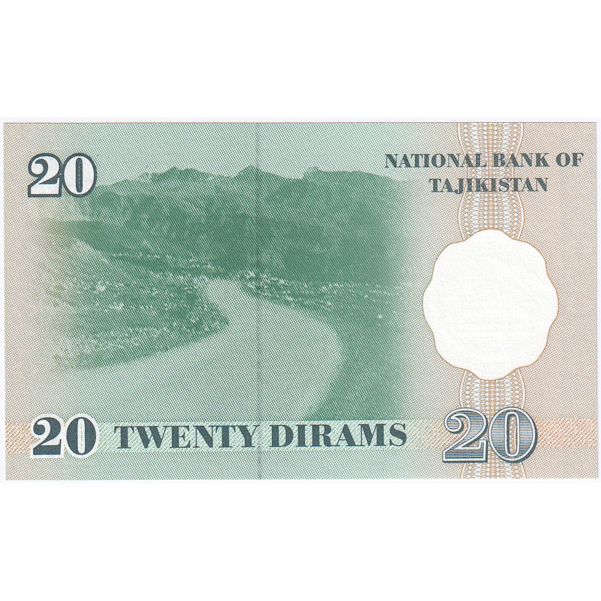 Tadżykistan, 
  
  20 diramów, 
  
  1999