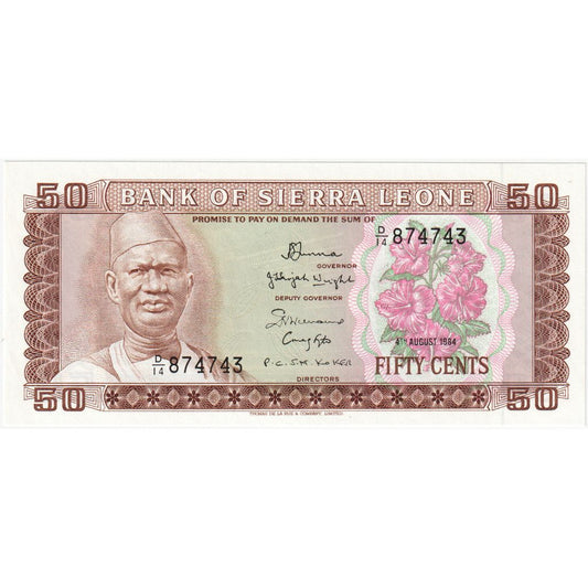 Sierra Leone, 
  
  50 centów, 
  
  BEZ datowania (1984)