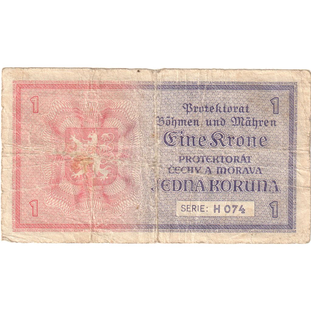 Czechy i Morawy, 
  
  1 korona, 
  
  VF(30-35)