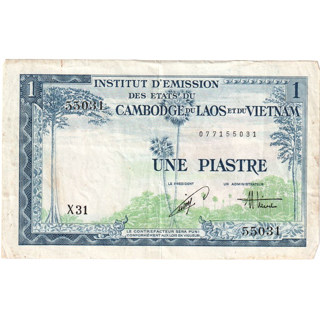 INDOCHINA FRANCUSKA, 
  
  1 Piastr = 1 Dong, 
  
  Bez daty (1954)