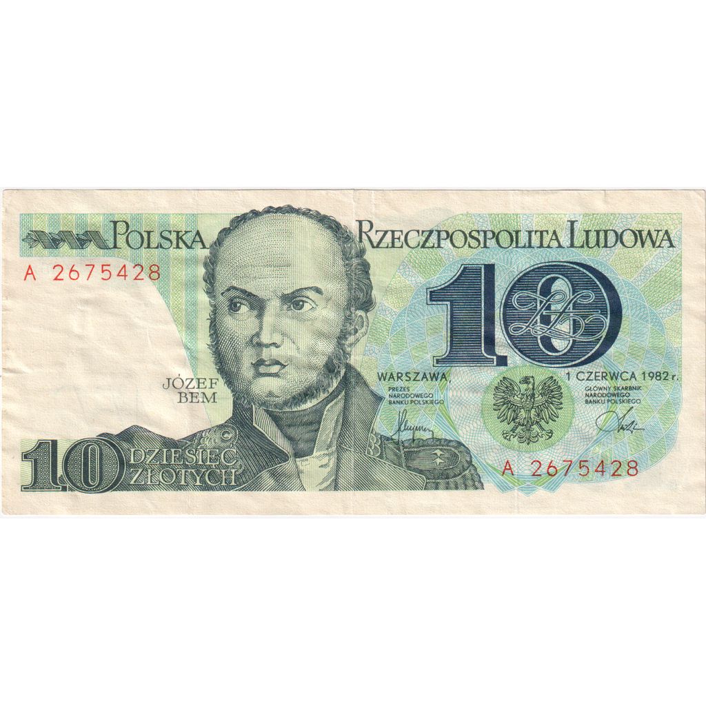 Polska, 
  
  10 złotych, 
  
  1982