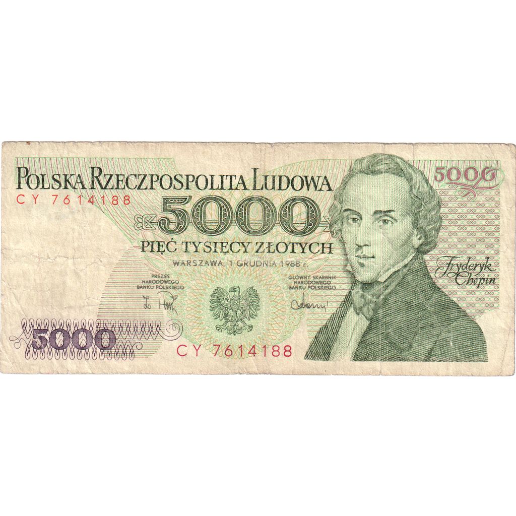 Polska, 
  
  5000 złotych, 
  
  1988-12-01