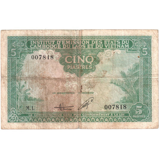 INDOCHINA FRANCUSKA, 
  
  5 Piastrów = 5 Dongów, 
  
  VF(20-25)