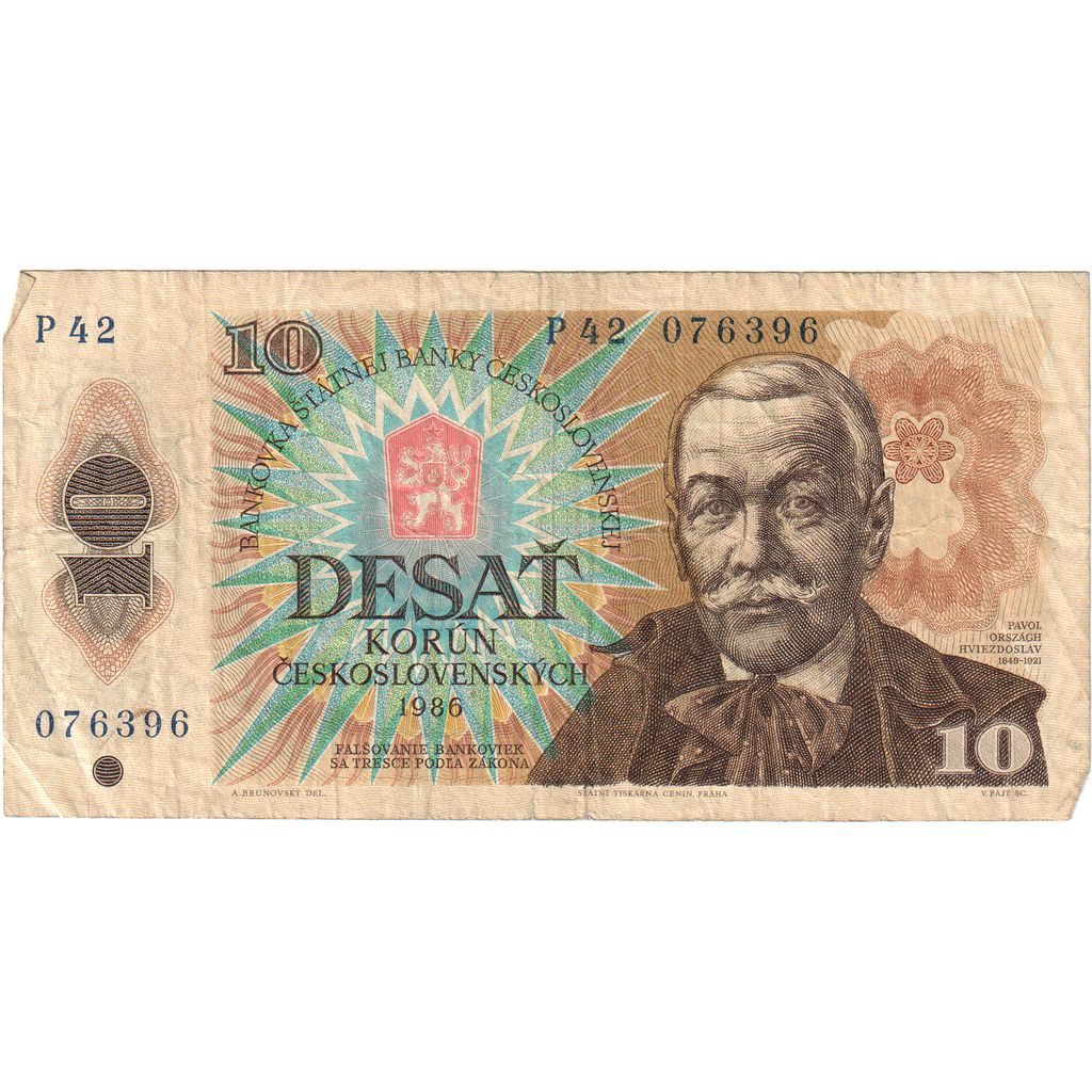 Banknot, 
  
  Czechosłowacja, 
  
  10 koron