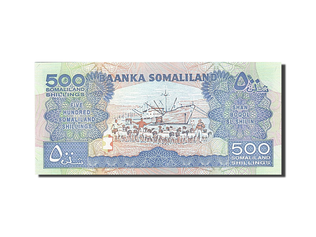 Banknot, 
  
  Somaliland, 
  
  500 szylingów = 500 szylinów