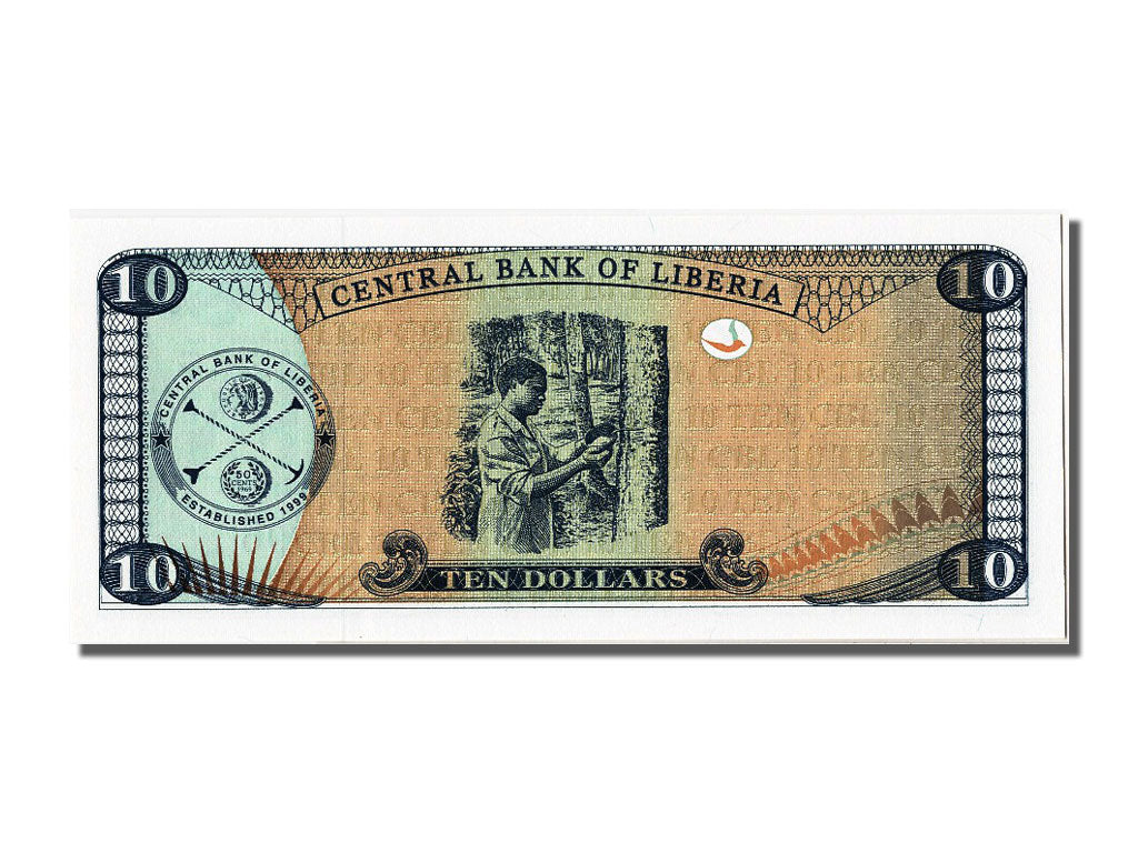 Banknot, 
  
  Liberia, 
  
  10 dolarów