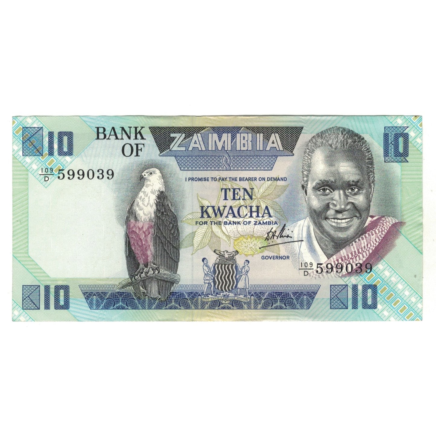 Banknot, 
  
  Zambia, 
  
  10 Kwacha