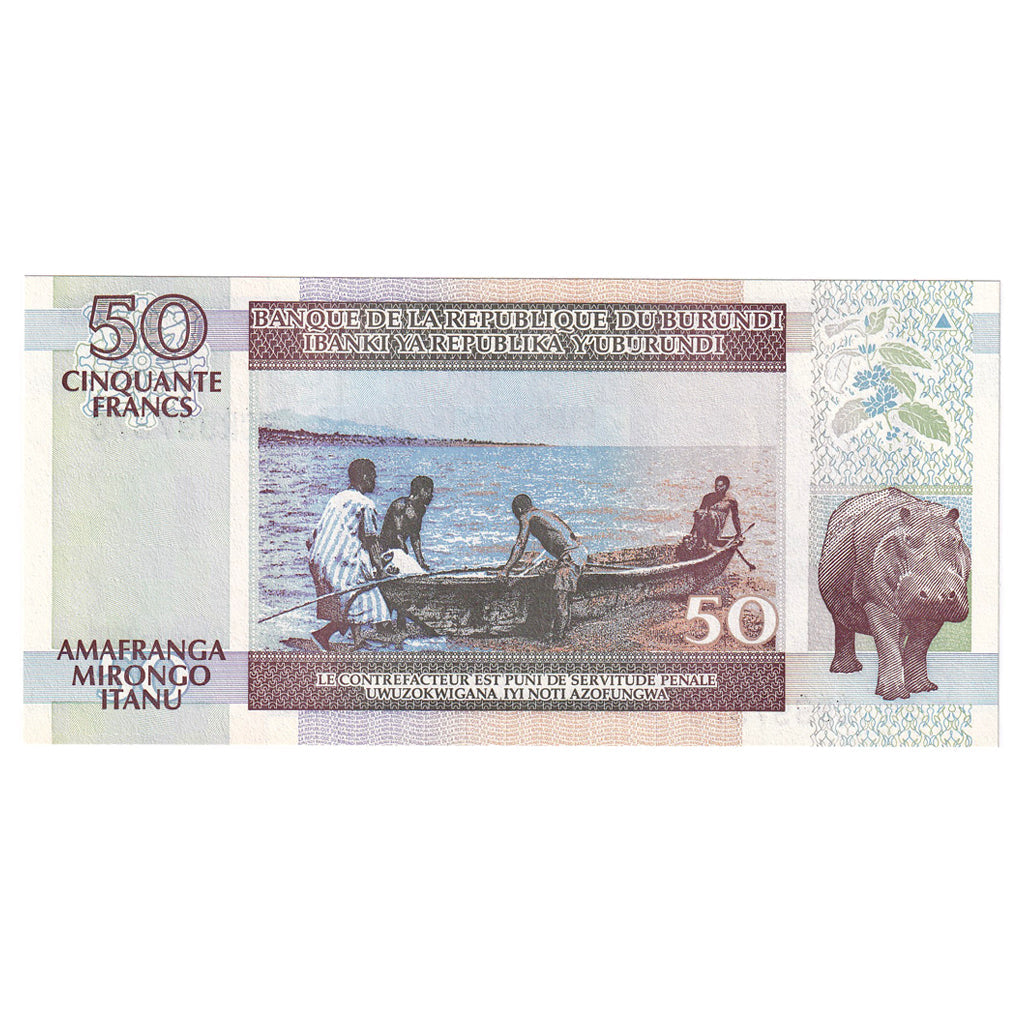 Banknot, 
  
  Burundi, 
  
  50 franków