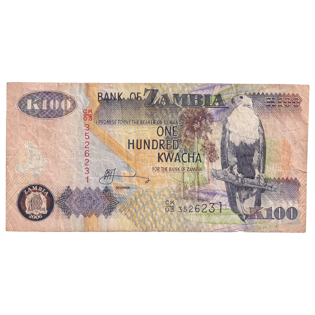 Banknot, 
  
  Zambia, 
  
  100 Kwacha