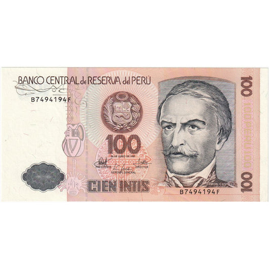 Peru, 
  
  100 Intisów, 
  
  1987