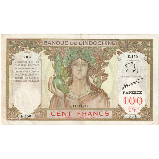 Tahiti, 
  
  100 franków, 
  
  1959-1961