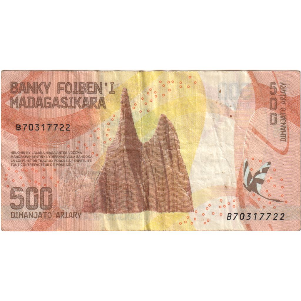 Madagaskar, 
  
  500 ariarów, 
  
  VF(30-35)