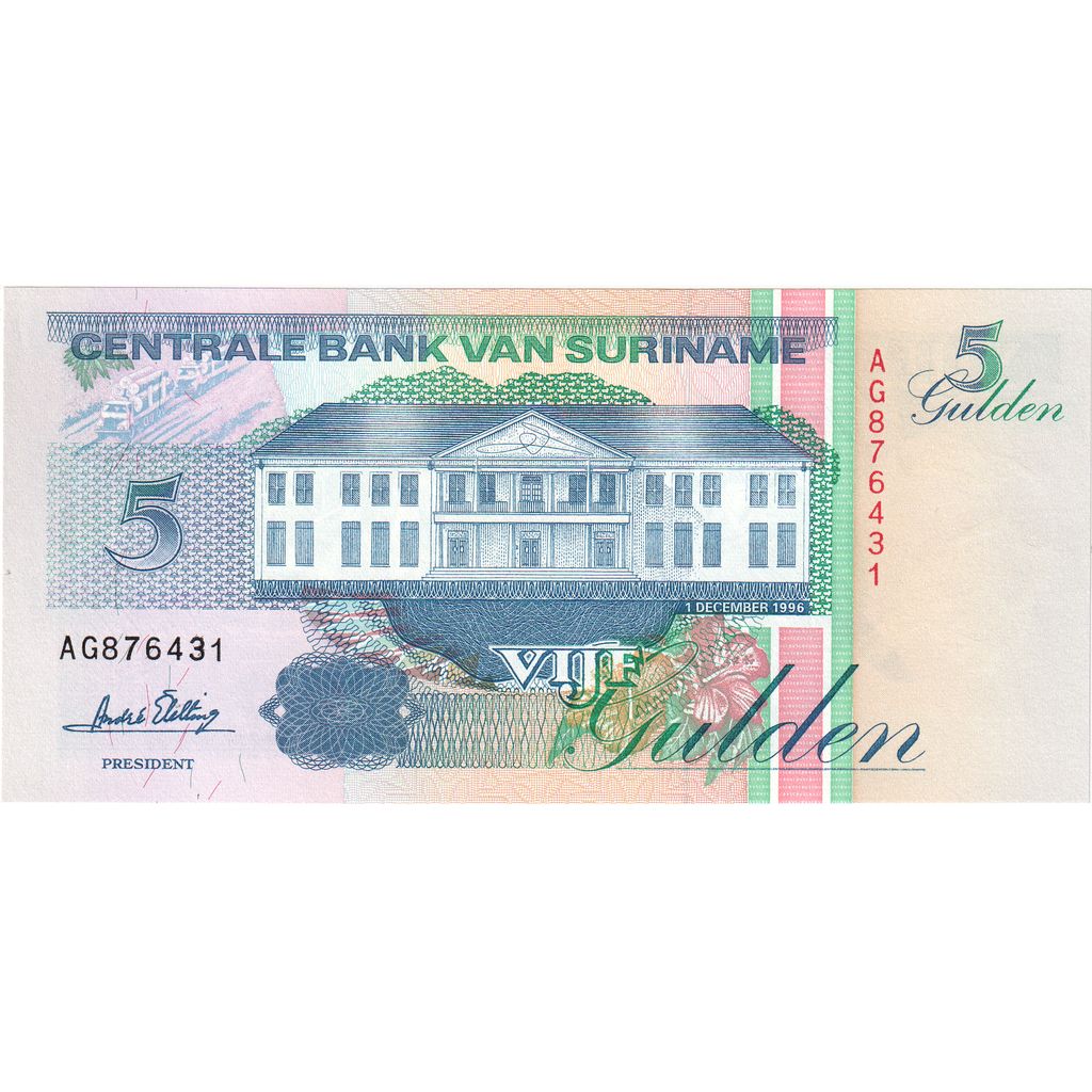 Surinam, 
  
  5 Guldenów, 
  
  1996-12-01