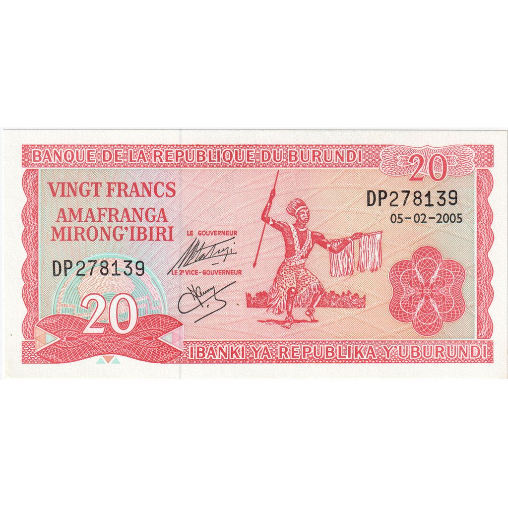 Burundi, 
  
  20 franków, 
  
  2005-02-05