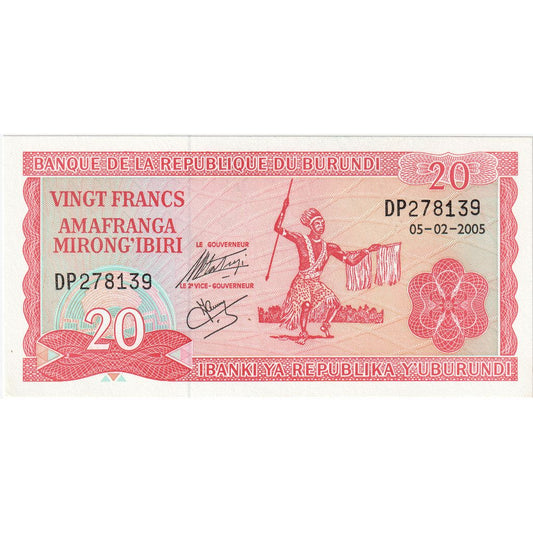 Burundi, 
  
  20 franków, 
  
  2005-02-05