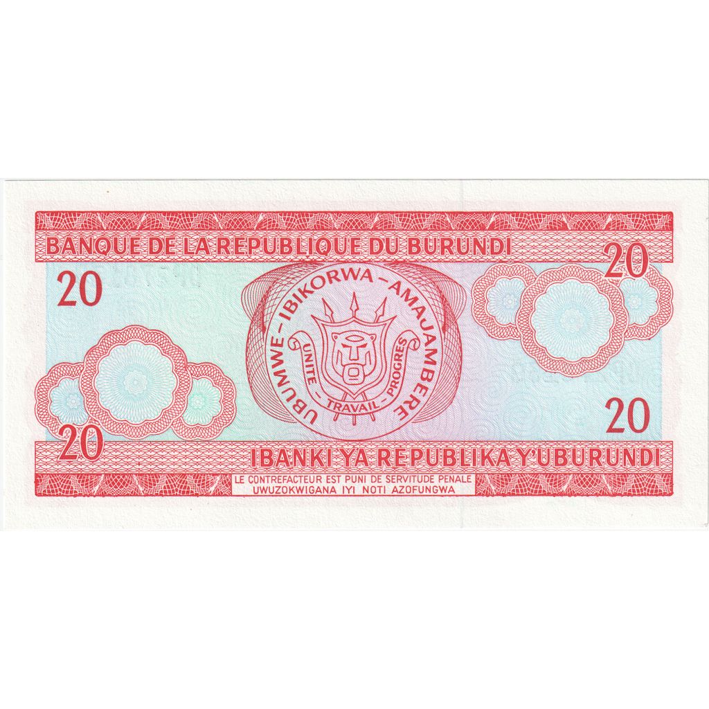 Burundi, 
  
  20 franków, 
  
  2005-02-05