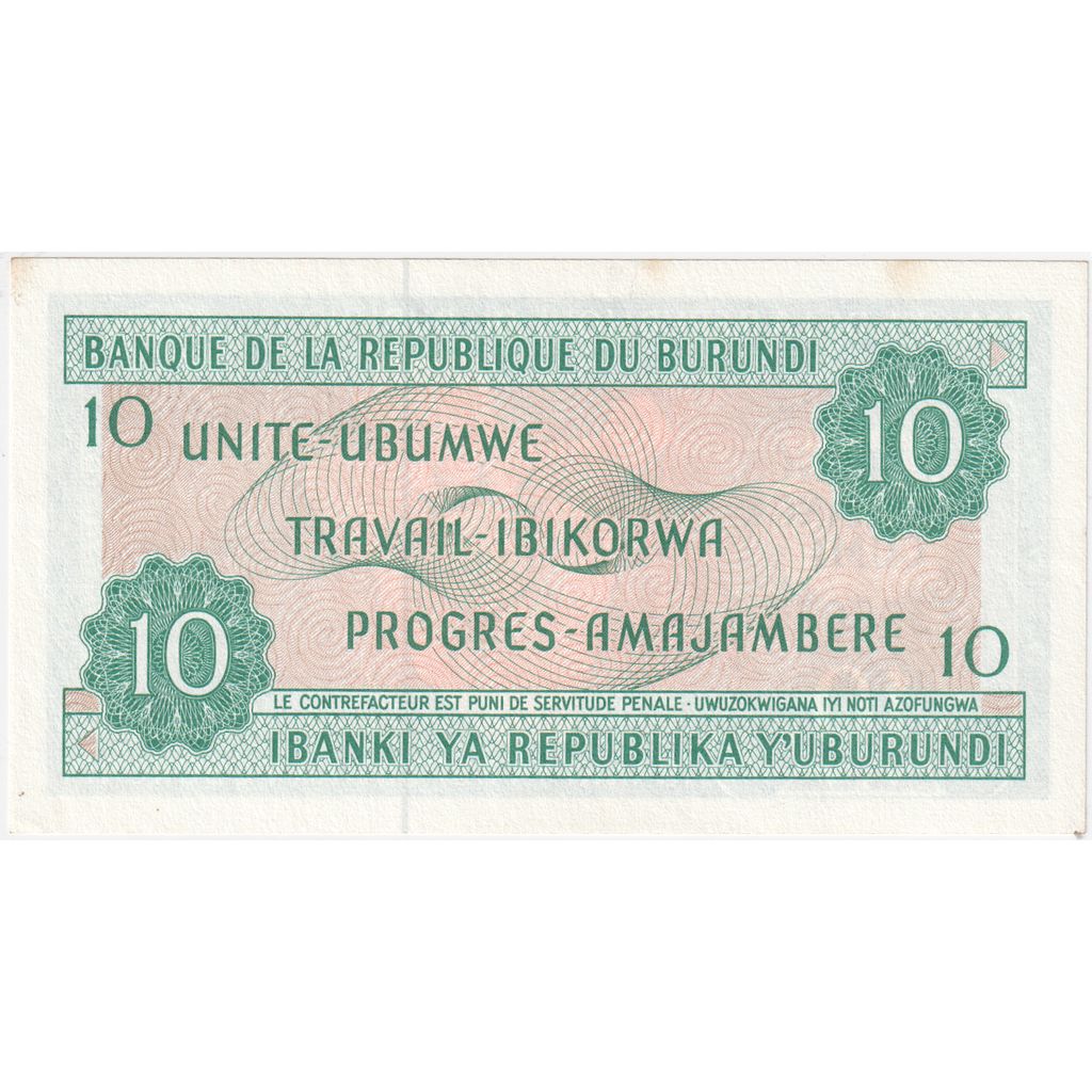 Burundi, 
  
  10 franków, 
  
  1981-06-01