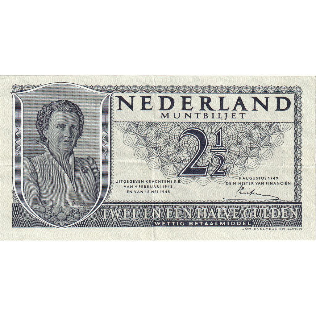 Niderlandy, 
  
  2 1/2 Guldena, 
  
  1949-08-08