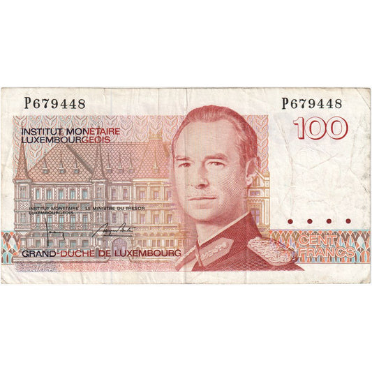 Luksemburg, 
  
  100 franków, 
  
  VF(30-35)