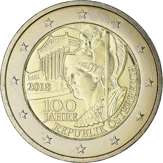 Österreich, 
  
  2 euro, 
  
  100 Jahre in der Republik