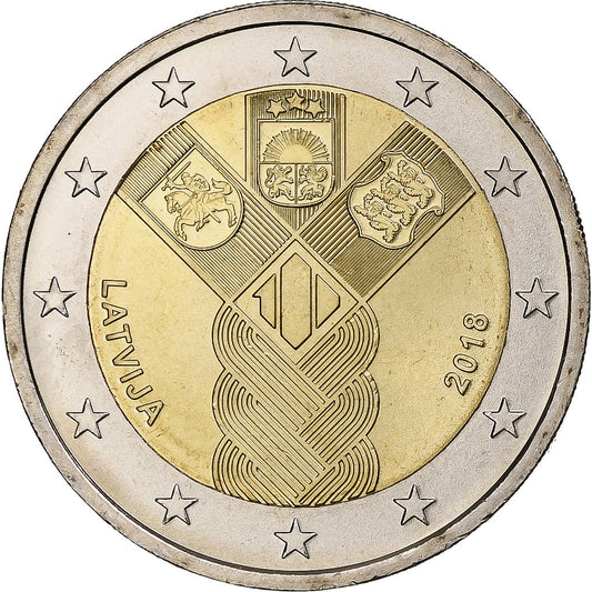 Lettland, 
  
  2 euro, 
  
  100 Jahre alternatywnie