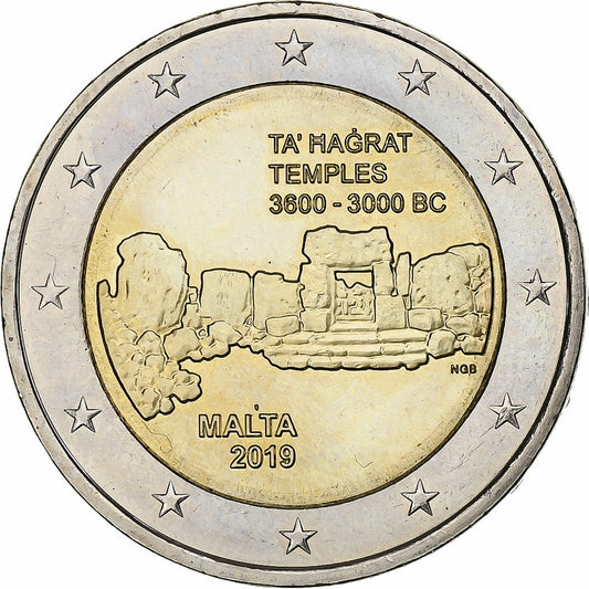 Malta, 
  
  2 euro, 
  
  Ta'Hagrat-Tempel